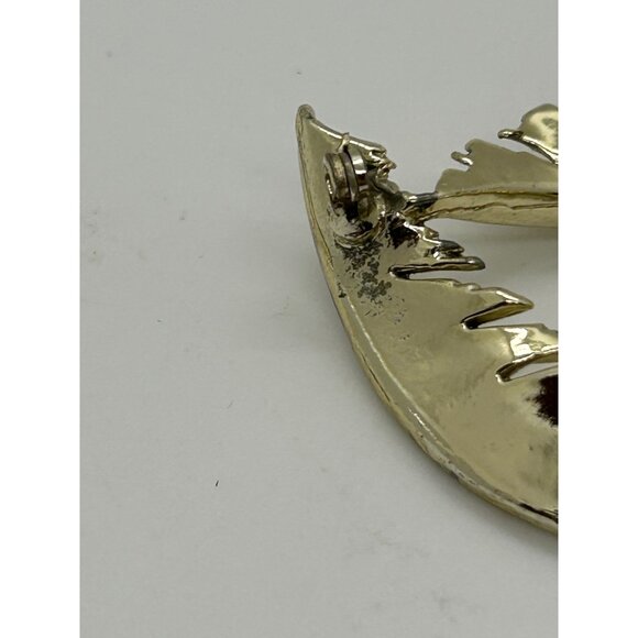 Vintage Lisner Brooch Pin Gold-Tone Curved Feather Elegant 3 Dimensional Design - Picture 9 of 14